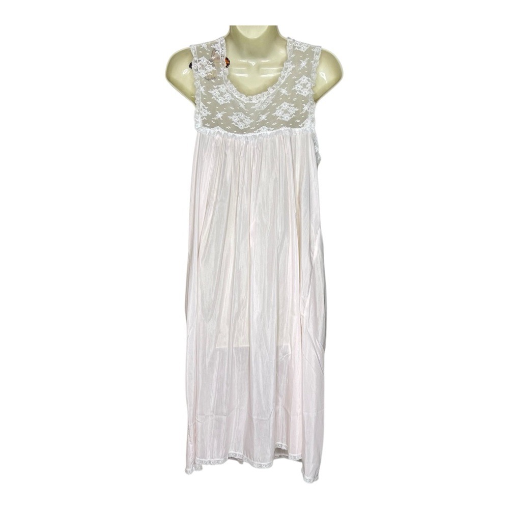 Vintage CORHAN Pink Lace Nursing Nightgown Chemise with Flaw - Picture 9 of 15